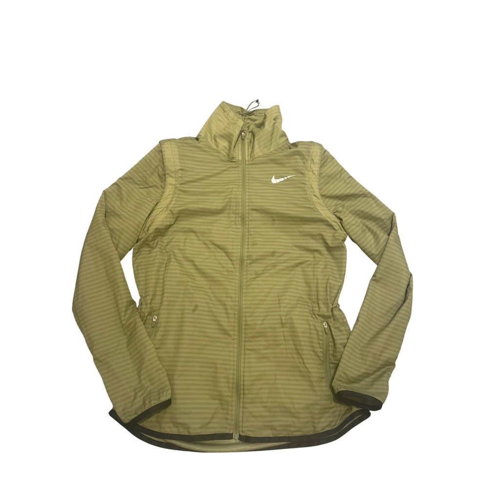 Nike Golf Jacket Women's S Striped Full Zip‎ Lightweight Olive Green Activewear